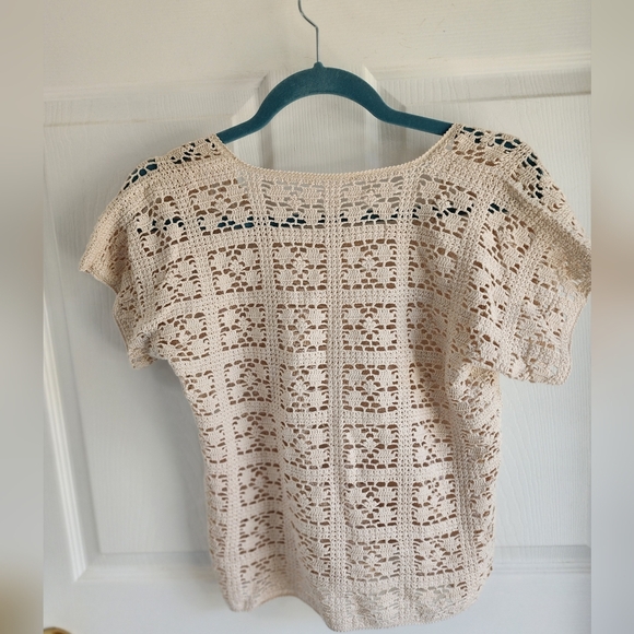 Crochet Lace Short Sleeve Top HANDMADE TSHIRT - Picture 3 of 5